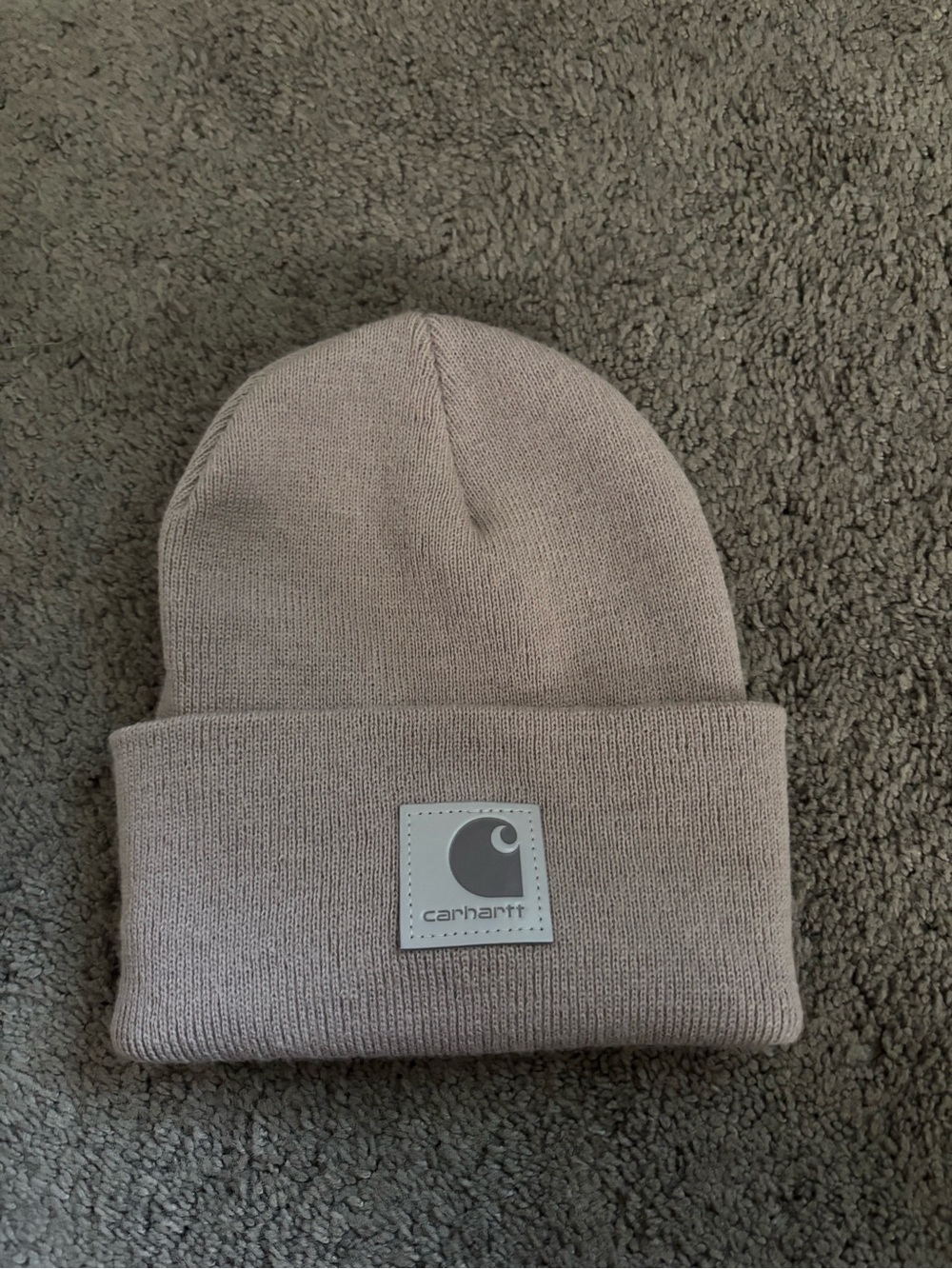 Carharrtt Womens Purple Classic Knit Beanie with Leather Patch